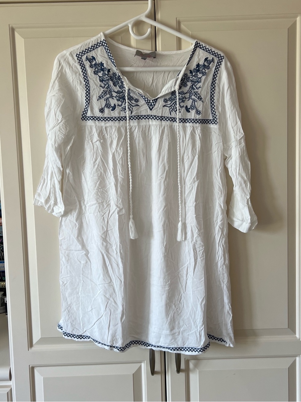 For Cynthia White Beachwear Top with Pink Logo